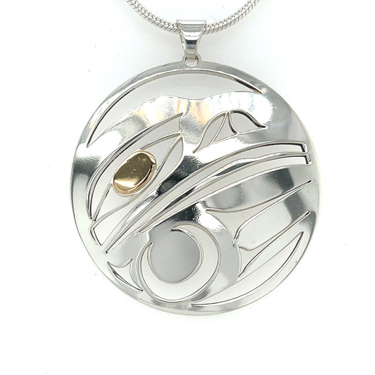 Pendant - Gold & Silver - Round - Raven Moon