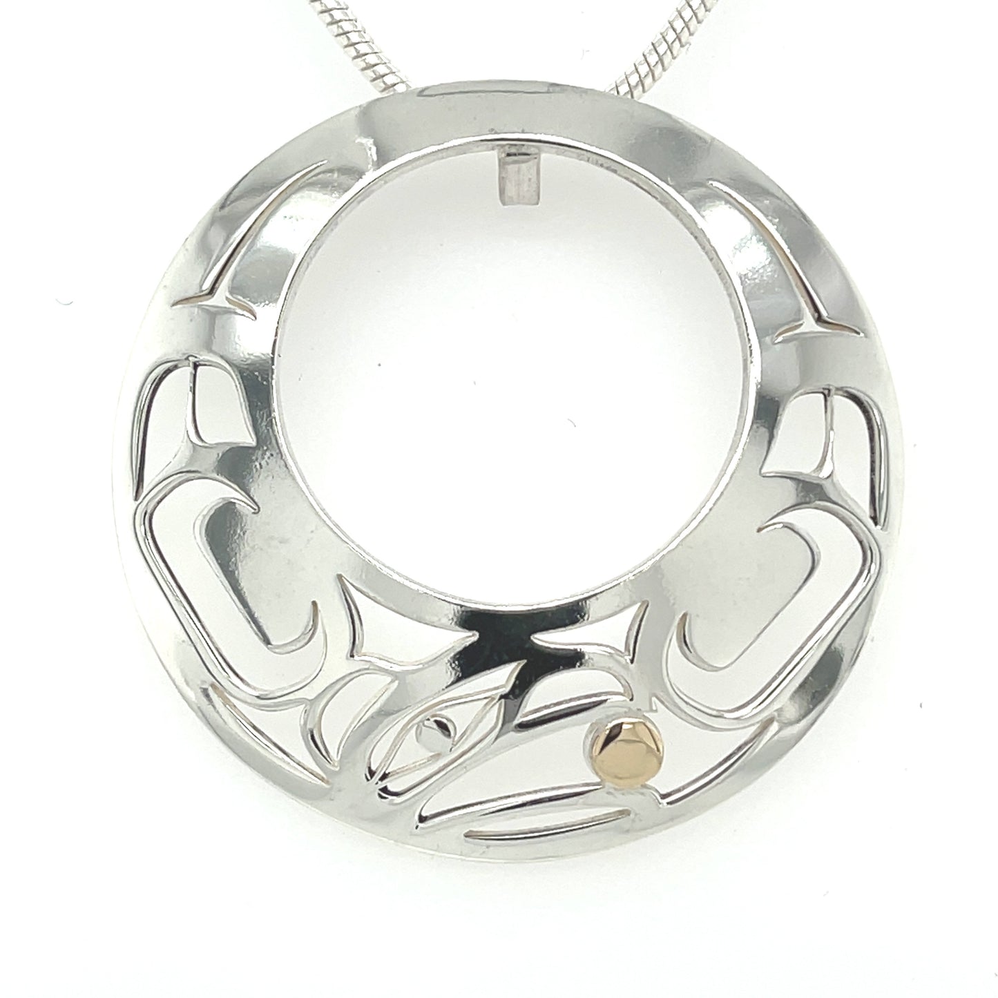 Pendant - Gold & Silver - Round Offset - Raven