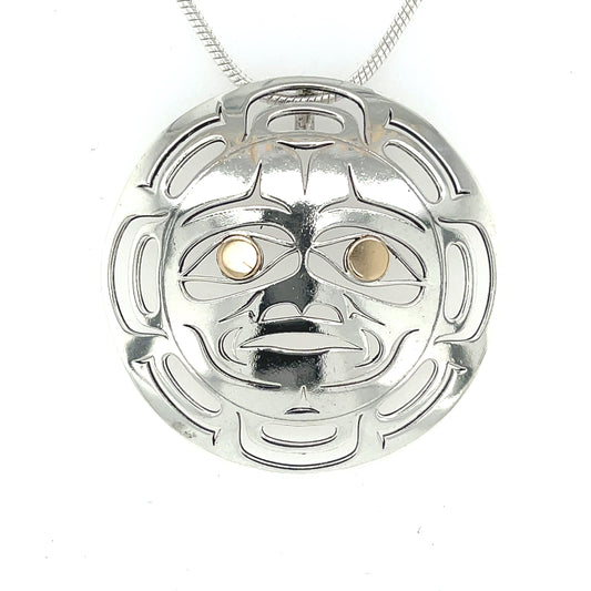 Pendant - Gold & Silver - Round - Moon
