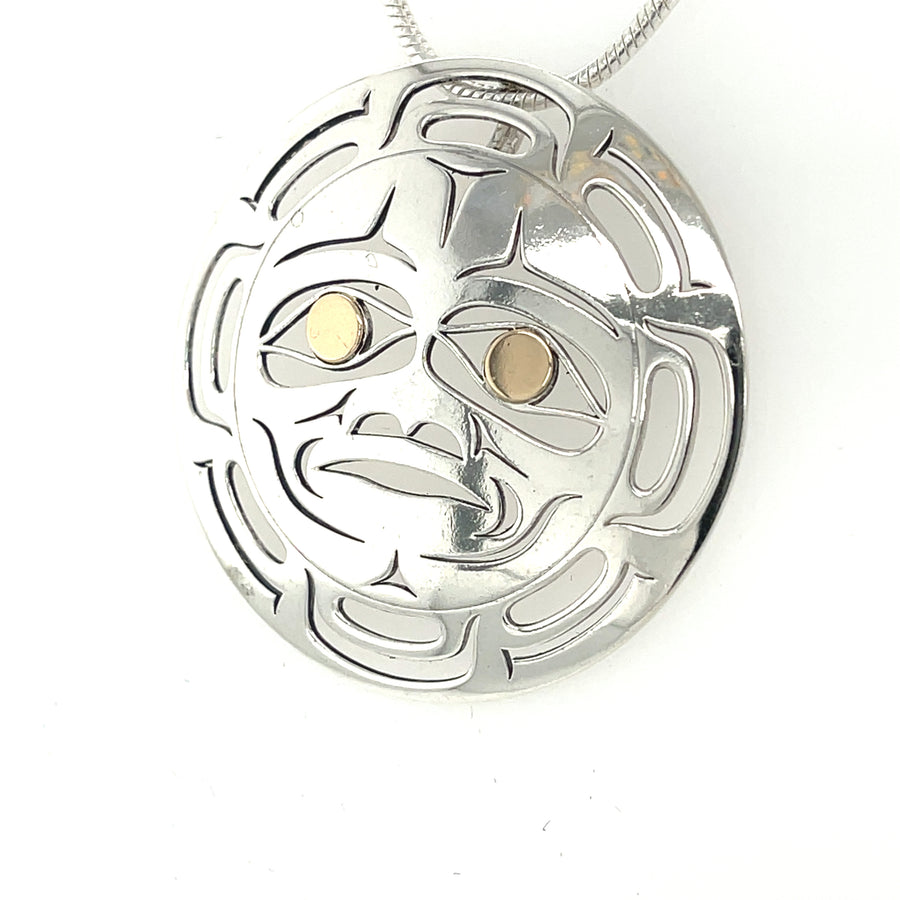 Pendant - Gold & Silver - Round - Moon