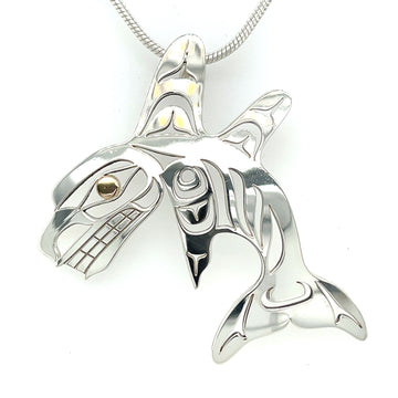 Pendant - Gold & Silver - Cutout - Double Finned Orca