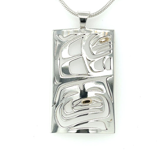 Pendant - Gold & Silver - Rectangle - Raven Box