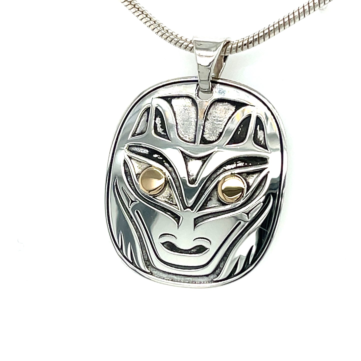 Pendant - Gold & Silver - Oval - Wolf