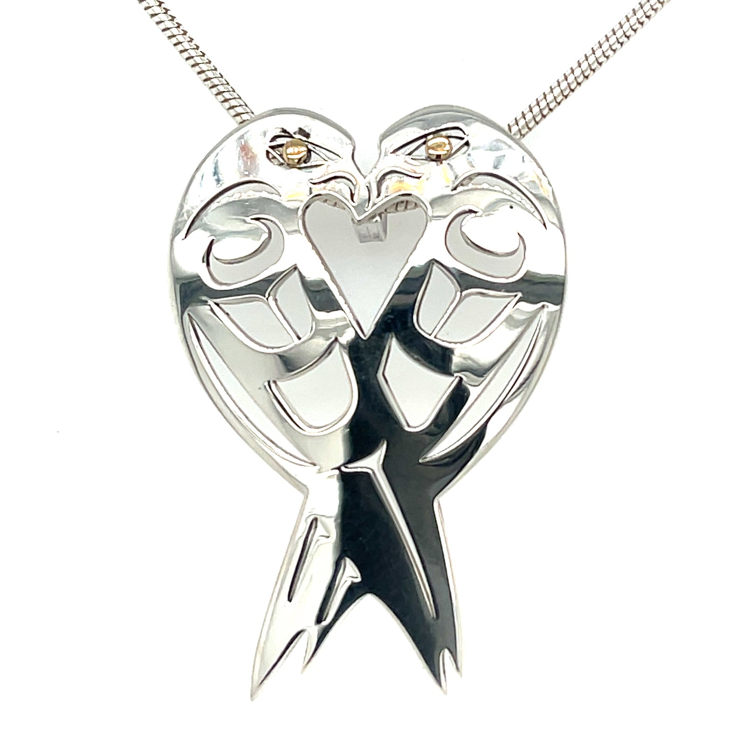 Pendant - Gold & Silver - Cutout - Lovebirds