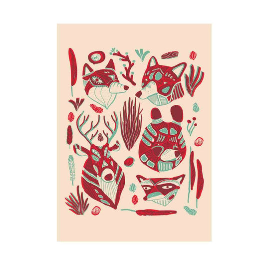 Postcard - Woodlands Animals