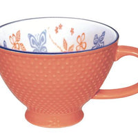 Mug - Porcelain - Textured - Butterfly & Wild Rose