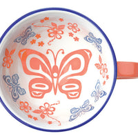 Mug - Porcelain - Textured - Butterfly & Wild Rose