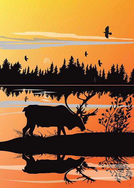 Card - Caribou Sunset - 6x9