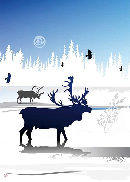 Card - Preston - Caribou Winter - 6x9