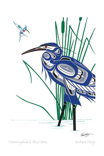 Card - Hummingbird and Blue Heron - 6x9