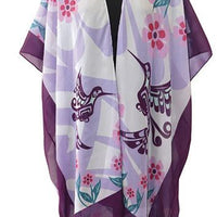 Sheer Wrap - Purple Hummingbirds