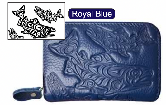 Cardholder - Leather - Navy - Salmon