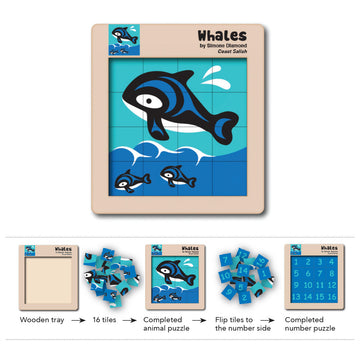Puzzle - Wooden Tile - Whales