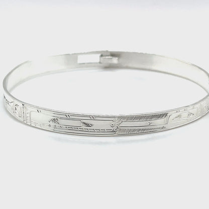 Bangle - Sterling Silver - 1/4" - Hummingbird & Orca