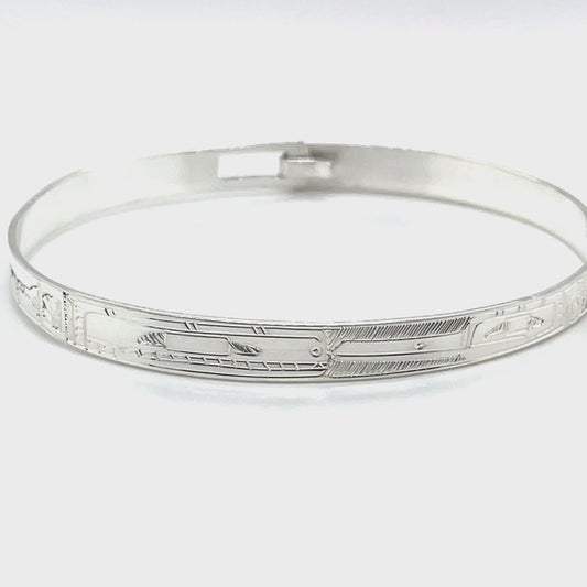 Bangle - Sterling Silver - 1/4" - Hummingbird & Orca