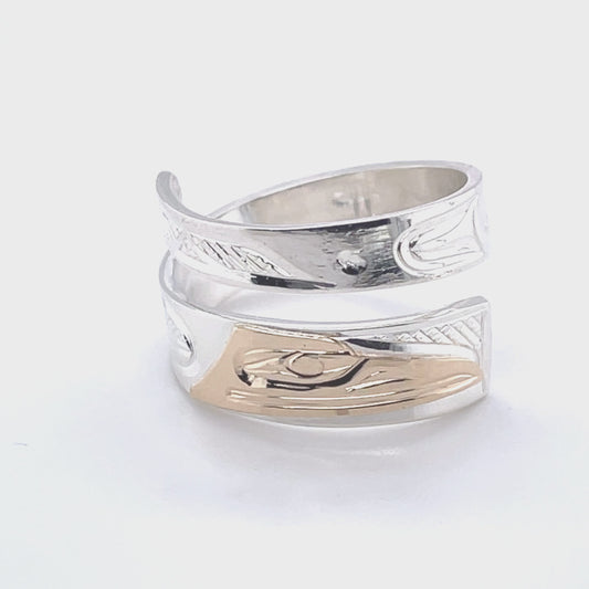 Ring - Gold & Silver - Wrap - 1/4" - Hummingbirds - size 7.5