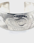 Bracelet - Sterling Silver - 1" - Bear & Salmon