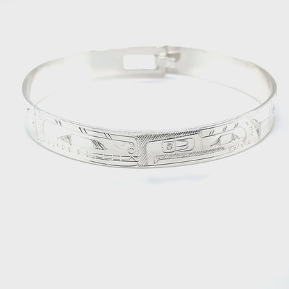 Bangle - Sterling Silver - 3/8" - Orca & Thunderbird