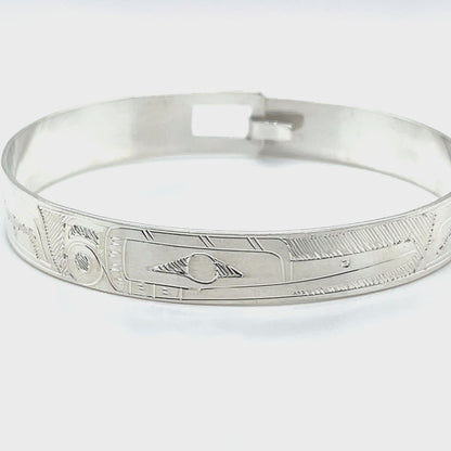 Bangle - Sterling Silver - 3/8" - Hummingbird