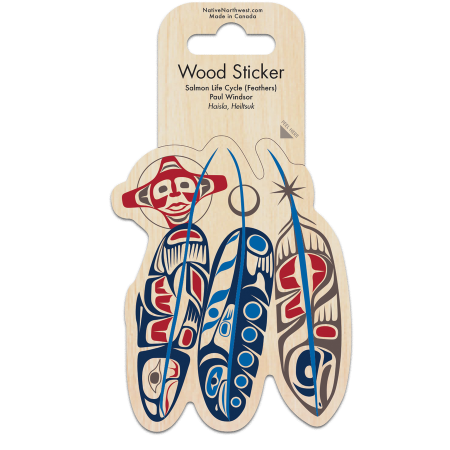 Sticker - Wood - Salmon Life Cycle (Feathers)