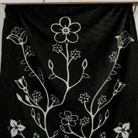 Blanket - Wool Blend - Eco-friendly - Woodland Floral Black/White - Reversible