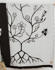 Blanket - Wool Blend - Eco-friendly - Woodland Floral Black/White - Reversible