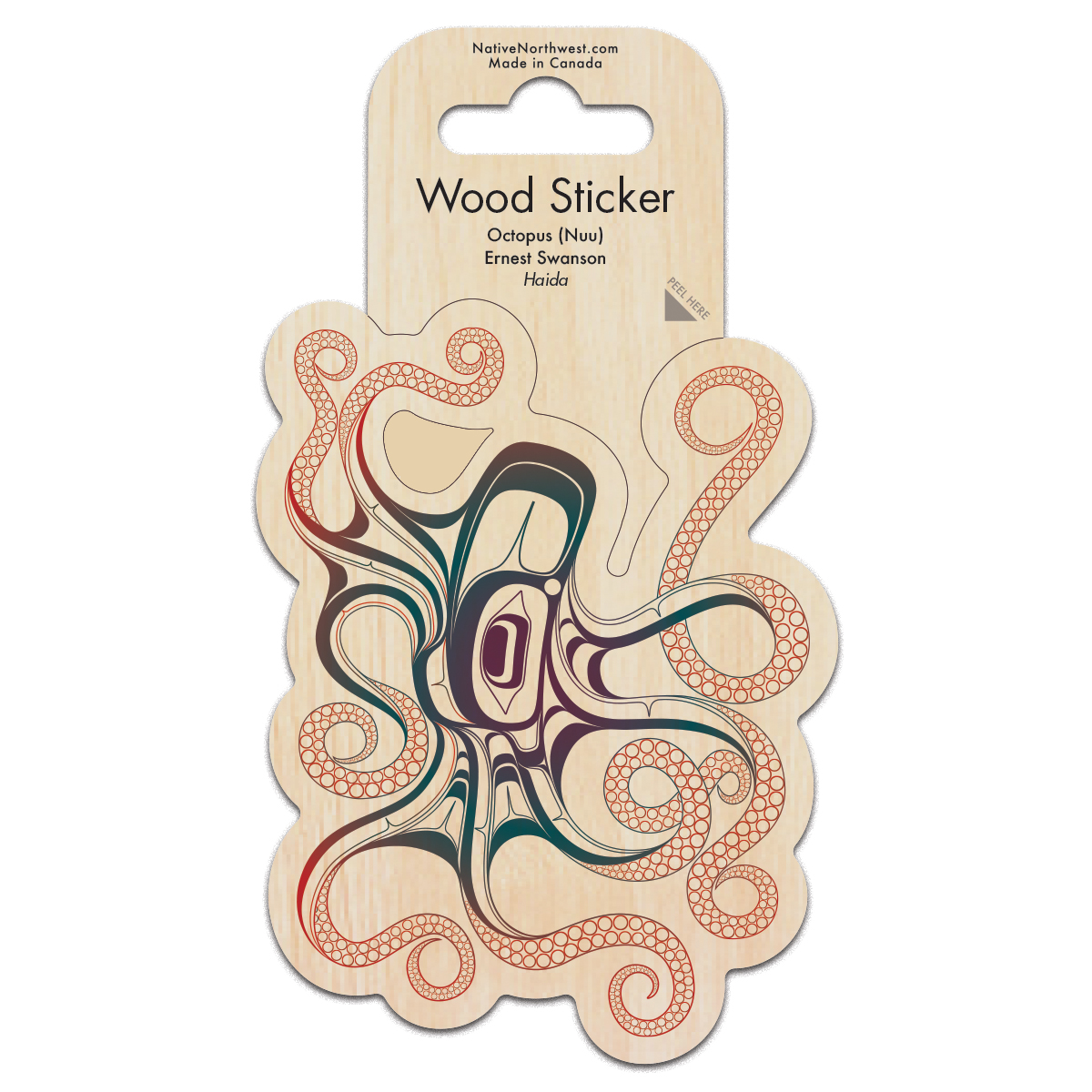 Sticker - Wood - Octopus – Wickaninnish Gallery