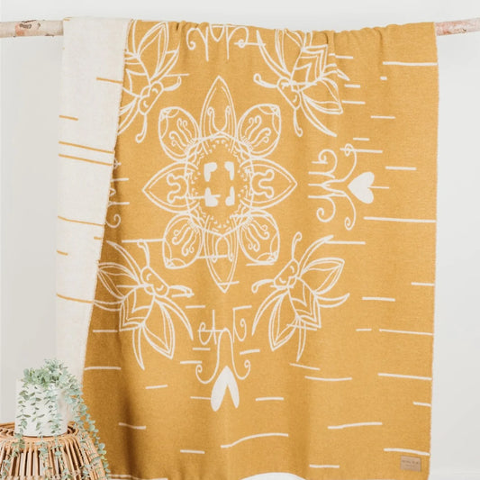 Blanket - Wool Blend - Eco-friendly - Miel - Reversible