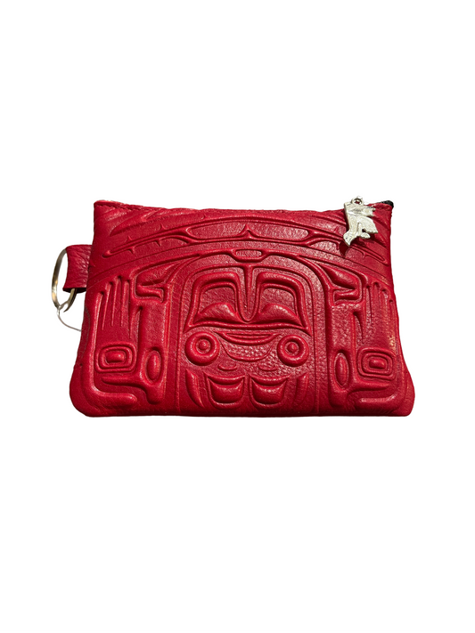 Coin Purse - Deerskin - Bear - Red
