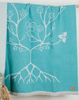 Blanket - Wool Blend - Eco-friendly - Woodland Floral Aqua - Reversible