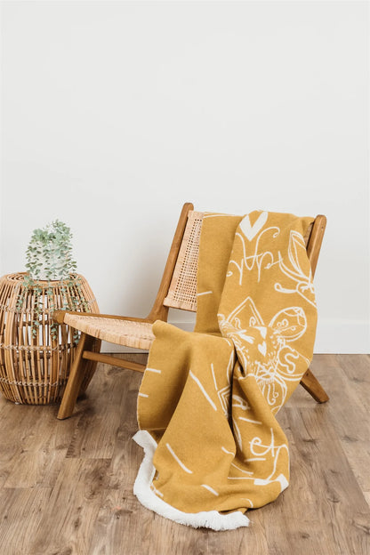 Blanket - Wool Blend - Eco-friendly - Miel - Reversible