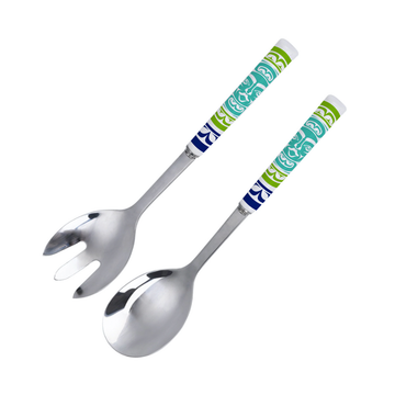 Salad Servers - Stainless Steel and Ceramic - Moon