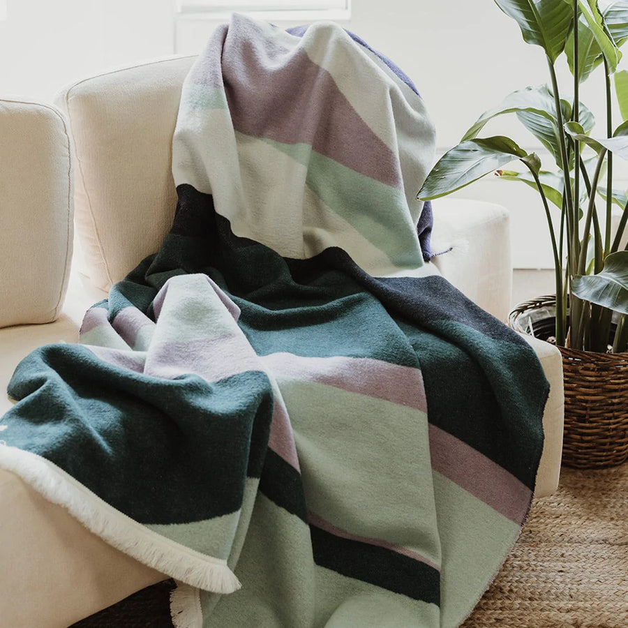 Blanket - Wool Blend - Eco-friendly - Aurora - Reversible