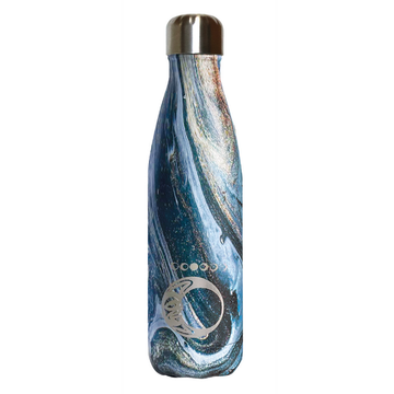 Insulated Bottle - Woodgrain Moon Phases