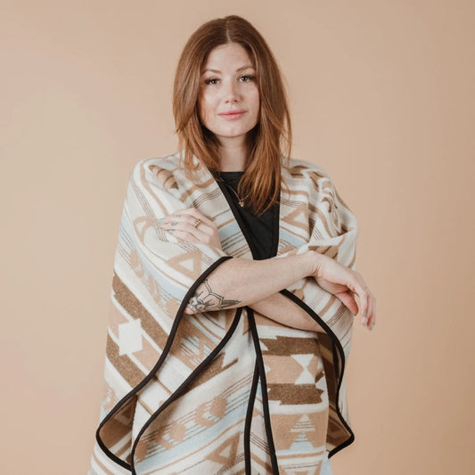 Shawl - Wool Blend - Eco-friendly - Sand - Reversible