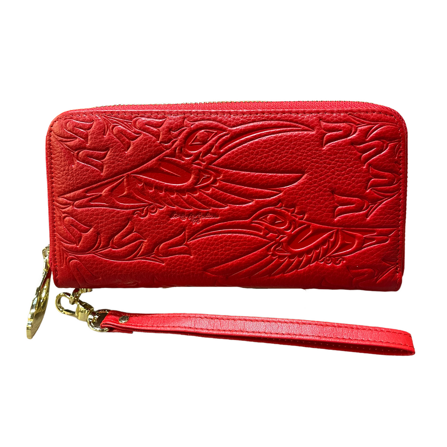 Wallet - Leather - Red - Hummingbird