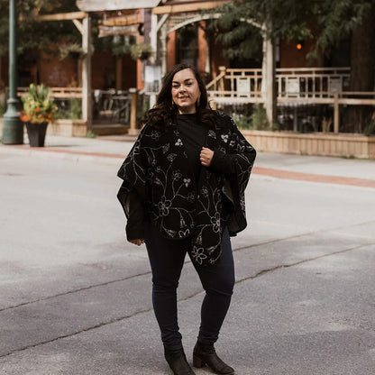 Shawl - Wool Blend - Eco-friendly - Fleurs - Reversible