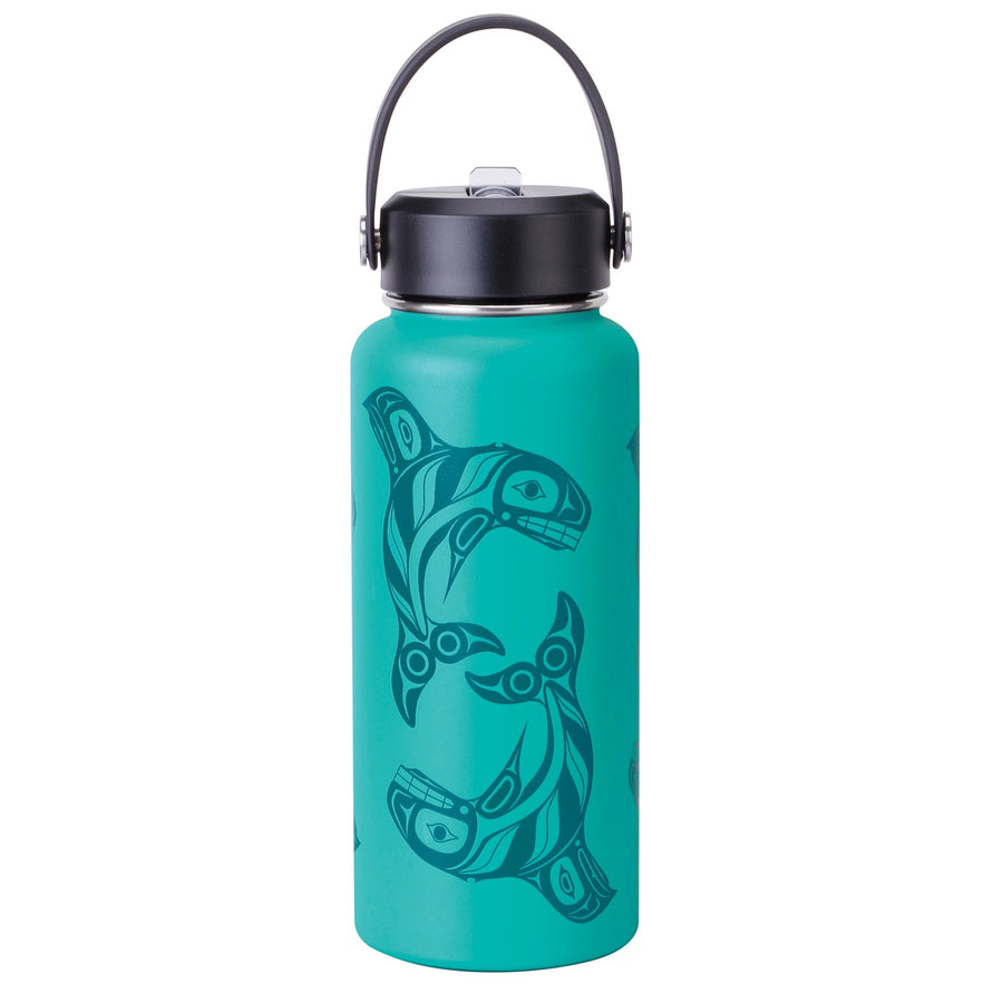Insulated Bottle - Wide - 32oz - Raven Fin Killer Whale
