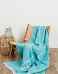 Blanket - Wool Blend - Eco-friendly - Woodland Floral Aqua - Reversible