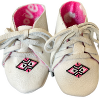 Moccasins - Infant - Moose Hide - Pink Beads