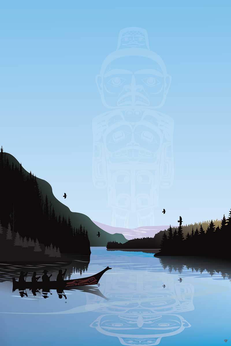 Card - Winter Canoe Warrior Spirit - 6x9
